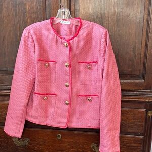 Chanel like Pink Textured Blazer. Lightweight perfect for spring and Easter